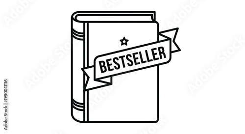 Bestseller Book Icon - Line Art Illustration of Award-Winning Novel