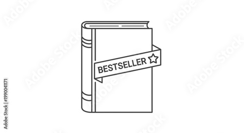 Bestseller Book Icon with Ribbon and Star