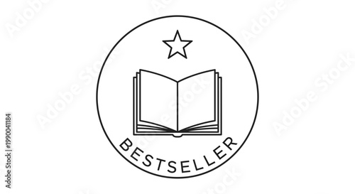 Bestseller book icon with star and open pages, simple vector illustration