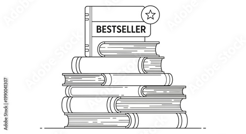 Bestseller Books Stacked Illustration