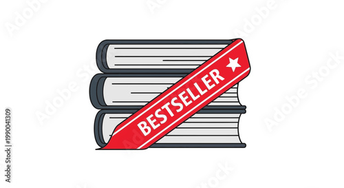 Bestseller Books Stack with Red Ribbon