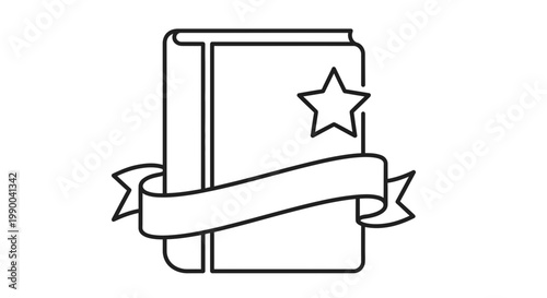 Book with Star and Ribbon Icon