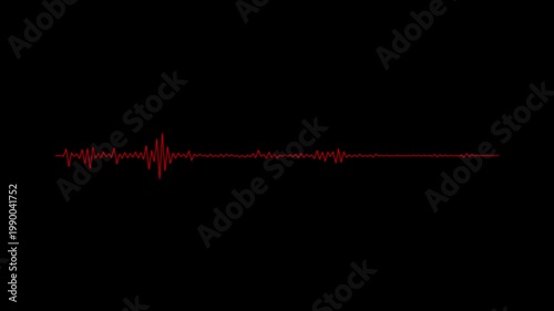 A glowing colorful audio waveform displayed on a black background, representing sound signal, music visualization, or digital frequency activity.