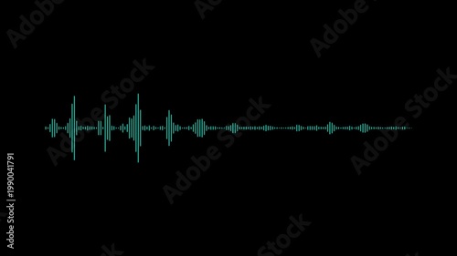 A glowing colorful audio waveform displayed on a black background, representing sound signal, music visualization, or digital frequency activity.