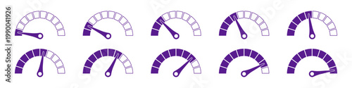 Collection of Speedometer icon or Tachometer icon concept of dashboard, gauge, meter, speed, indicator, performance, dial, level, control, measurement Vector illustration with PNG