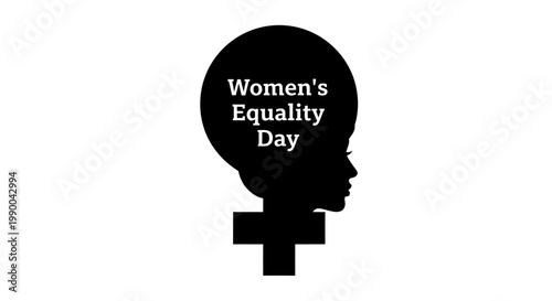 Women's Equality Day vector illustration with female symbol silhouette