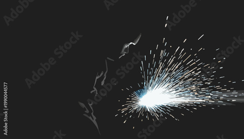 silhouette of a man worker do welding