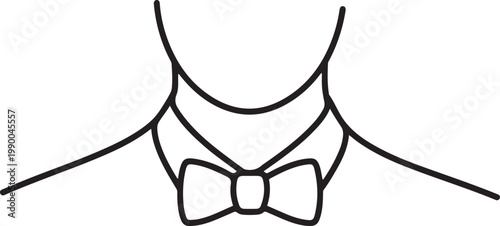 Neck with a bow tie single line art. Man in formal wear dress code. one line icon drawing vector