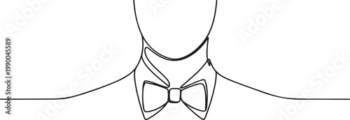 Neck with a bow tie single line art. Man in formal wear dress code. one line icon drawing vector