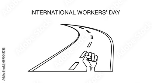 Fist Holding Road Sign Labor Day.