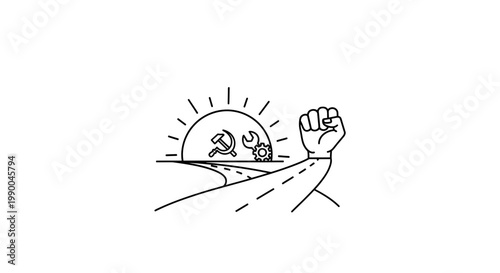 Fist Raised in Triumph Illustration.