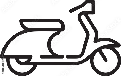 Moped. Scooter. Vehicle. Motorbike. Flat minimal icon. one line art icon drawing vector