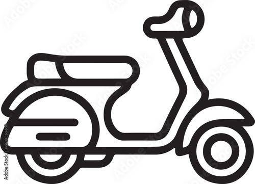 Moped. Scooter. Vehicle. Motorbike. Flat minimal icon. one line art icon drawing vector