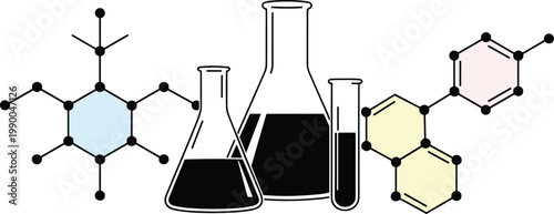 Chemical Molecules And Laboratory Glassware chemical structure