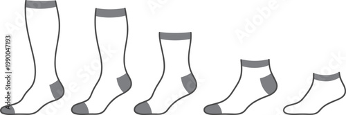 Five Socks Of Varying Lengths clothing apparel