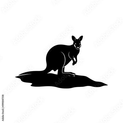 Australian kangaroo silhouette minimalist vector illustration