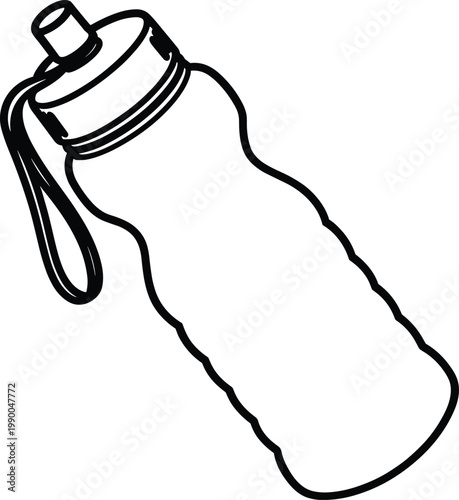 Black Outline Of A Sport Water Bottle sports bottle