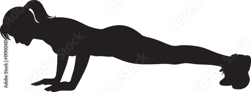 Silhouette of a woman doing a pushup