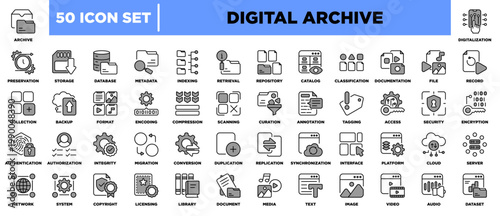 Digital Archive Icon Sheet Black Grey