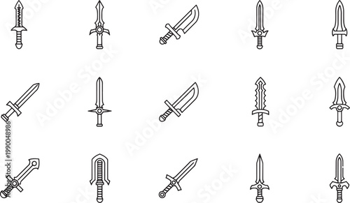 Black and white of various kitchen utensils and tools