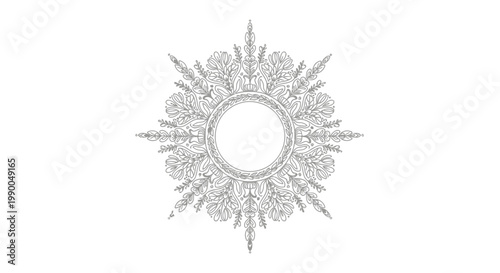 Intricate floral mandala ornament, symmetrical design, graphic element, white background