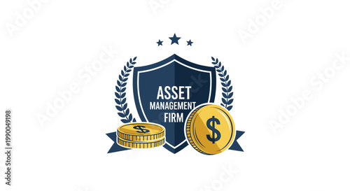 Financial Growth Concept with Coins and Shield Emblem