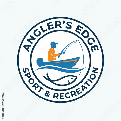man fishing logo vector icon illustration for outdoor hobby