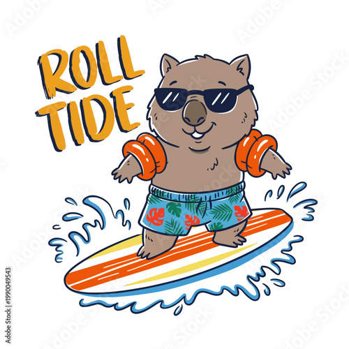 Capybara wearing sunglasses on surfboard 1.