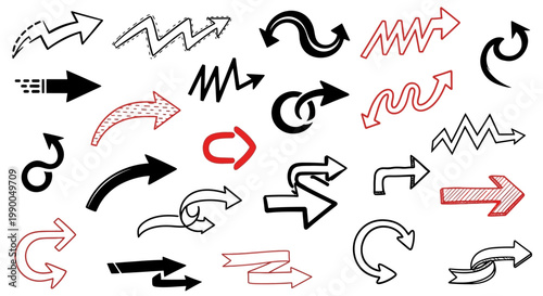 Elegant arrows set for business plan, presentation and education. Sign, Symbol, Hand drawn arrow paint brush design
