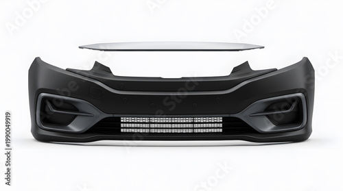 Car Bumper and Upper Grille Molding isolated on plain light background