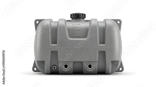 Plastic fuel tank with cap on white background