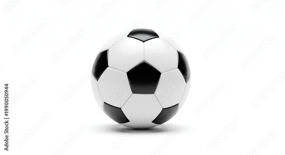 Naklejka premium Classic Black and White Soccer Ball on White Background - Studio Shot