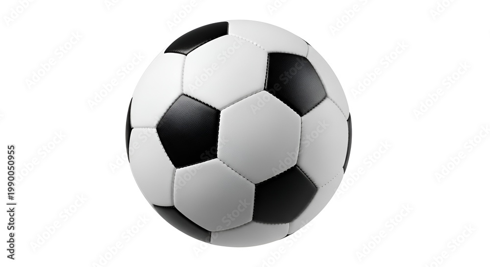 Fototapeta premium Classic Black and White Soccer Ball Isolated on White Background - Sport Equipment