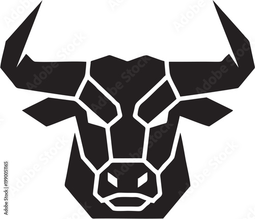 Minimalist geometric cow head logo for butchery or steakhouse vector