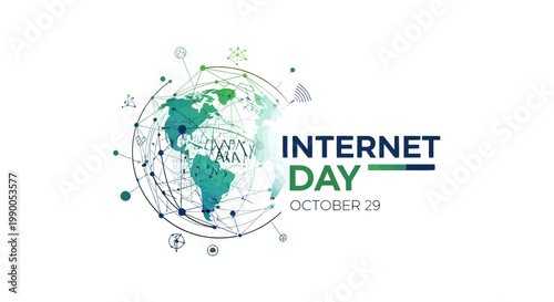 Internet Day Globe Illustration with Date.