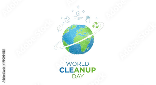 World Cleanup Day Earth Globe Illustration.