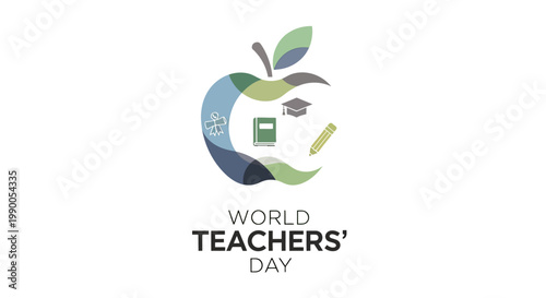 World Teachers Day Apple Logo Illustration.