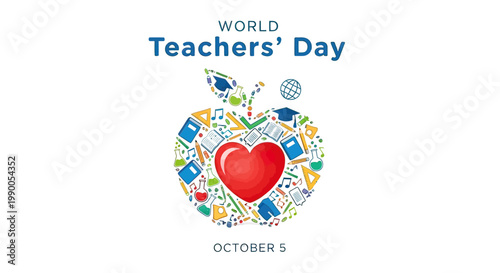 World Teachers Day Heart Education Concept.