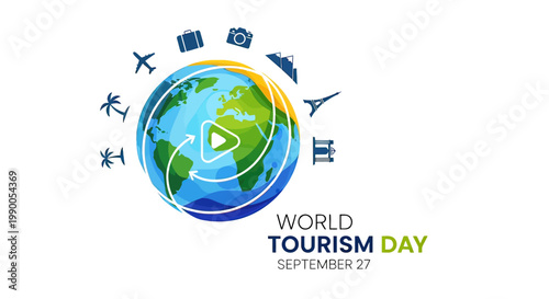 World Tourism Day Globe Travel Iconography.