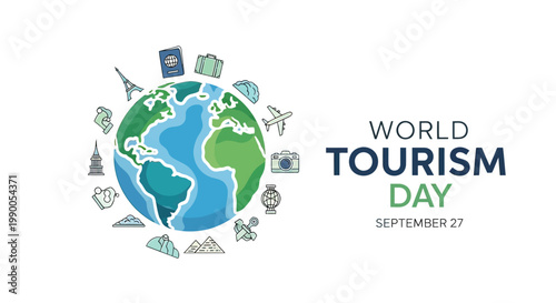 World Tourism Day Globe Travel Illustration.