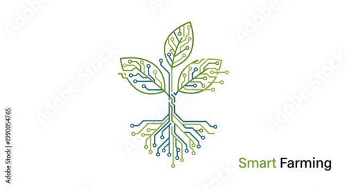 Smart Farming Concept with Circuit Board Leaf