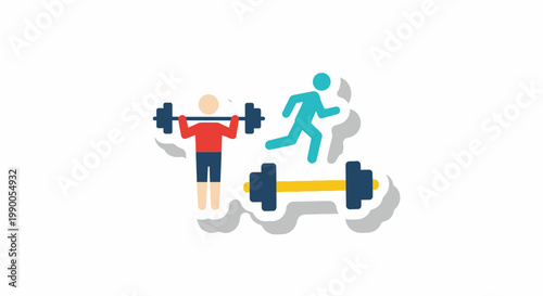 Fitness icons with weightlifter and runner