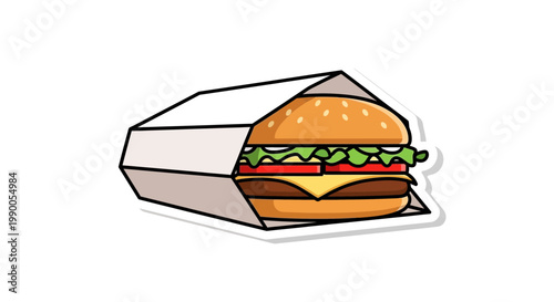 Delicious burger in takeout box