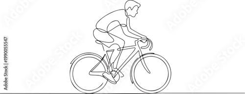 flat doodle bicycle, bike, outdoor, lifestyle, man, person, young, sport, cyclist. Isolated image hand draw contour on a white background. one line art icon drawing vector