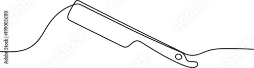 Razor blade in continuous one line art drawing minimalist style for barbershop and grooming design. one line art icon drawing vector