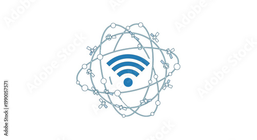 Global network and wireless connectivity symbol.