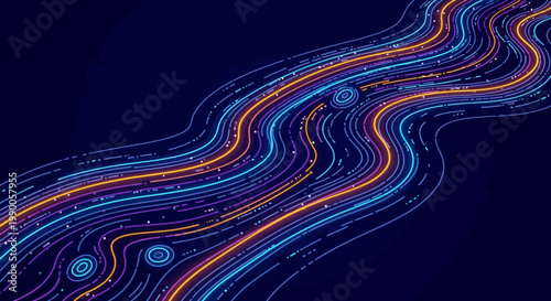 Vibrant abstract gradient background with wavy colorful lines