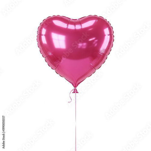 A pink heart shaped helium balloon isolated on transparent background