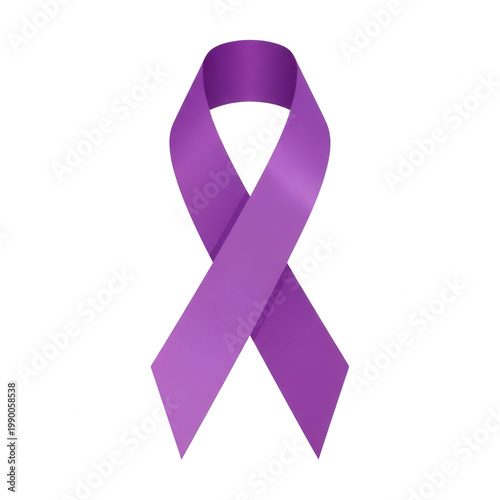 A purple awareness ribbon symbolizing support and solidarity isolated on transparent background