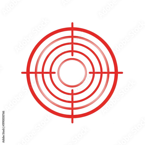 A red target with concentric circles and crosshairs isolated on transparent background